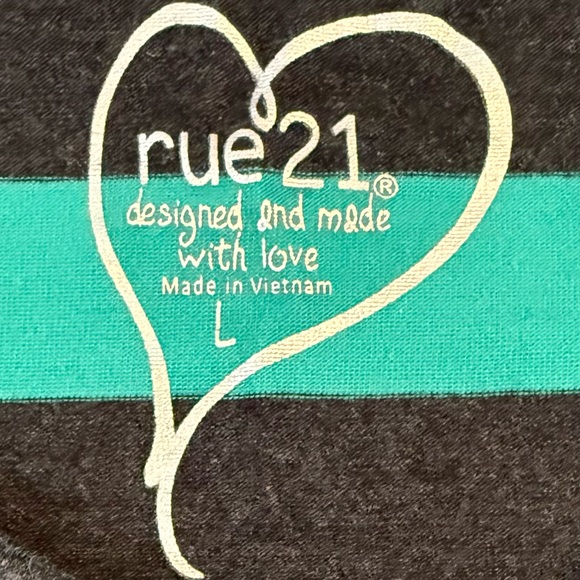 Women’s Rue-21 Cotton & Spandex Tank Top, Green & Black Striped - Picture 13 of 14